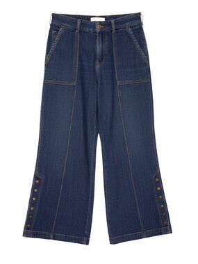Pilcro Letterpress Anthropologie High Rise Wide Leg Crop Jeans Pants Blue 27